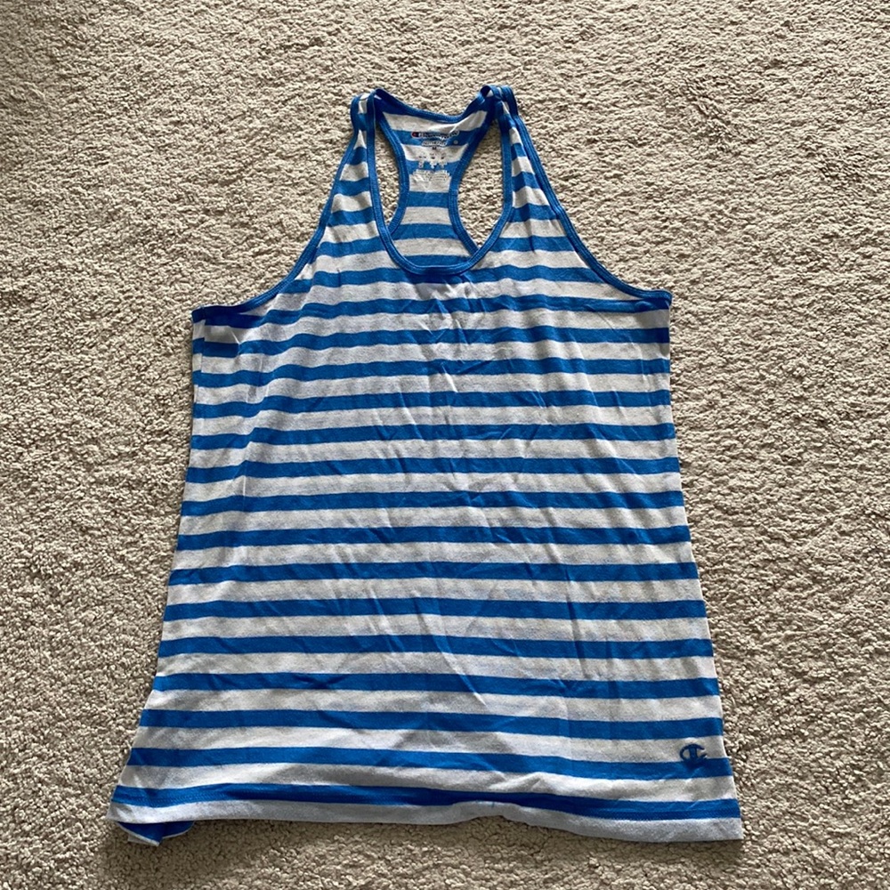 Champion blue and white striped workout tank size Medium